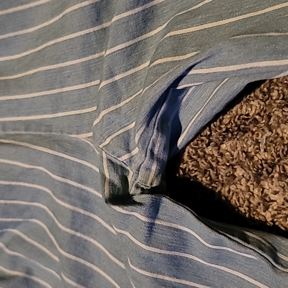 STUNNING BLUE AND WHITE pinstriped WIDE LEG PANTS - Picture 7 of 11